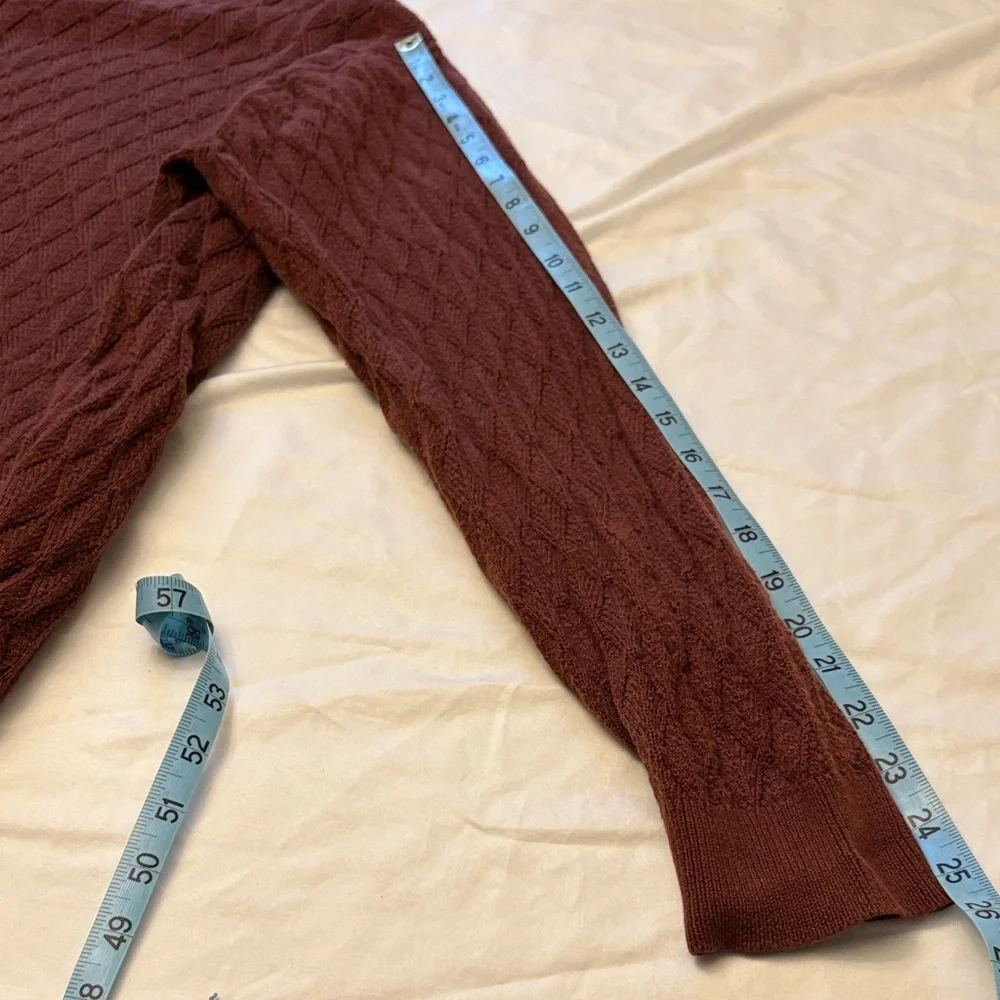 Tasso Elba Cable Knit Sweater Mens M Burgundy Cotton Crewneck Classic Textured - Picture 9 of 9